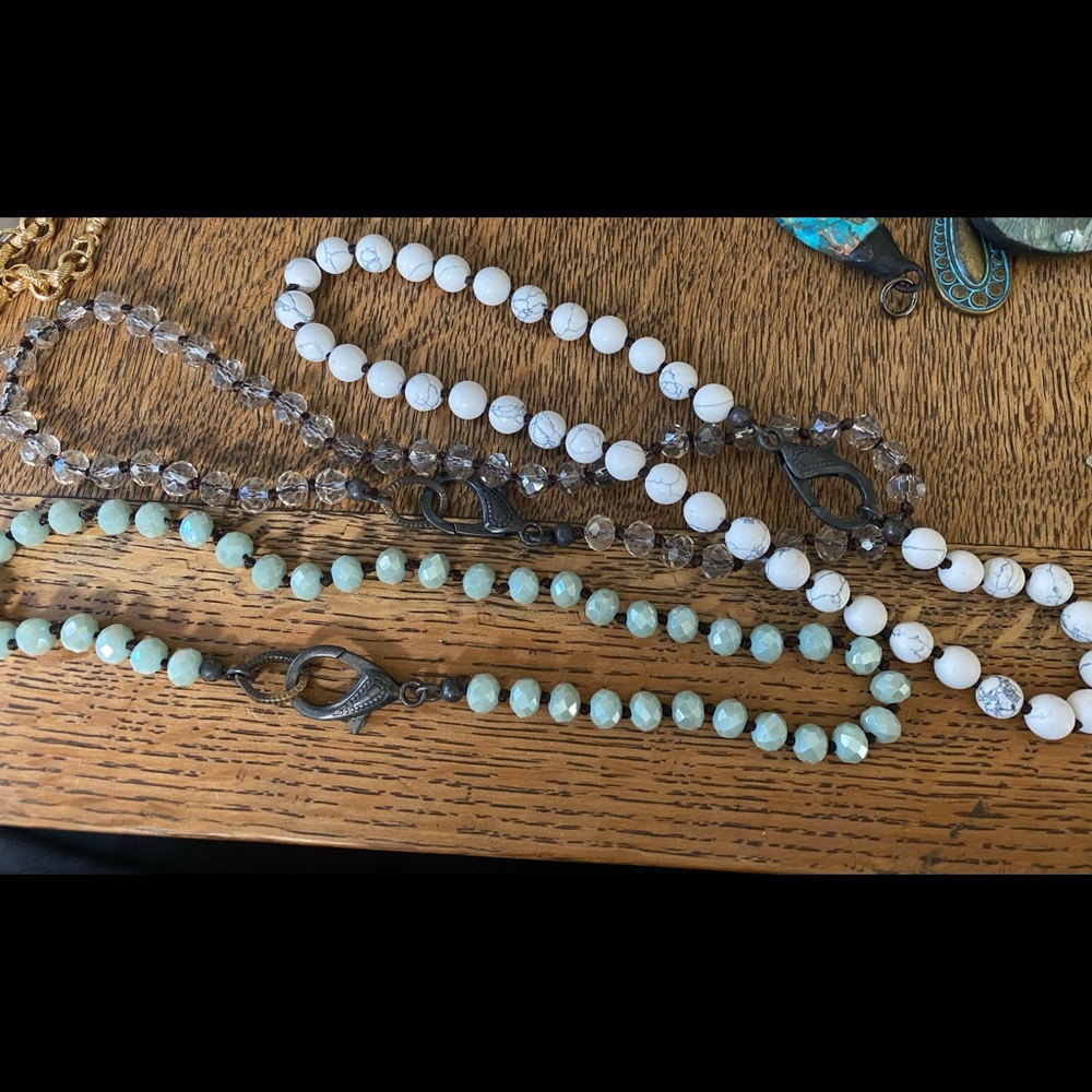 Handmade, hand knotted necklaces with real stones.